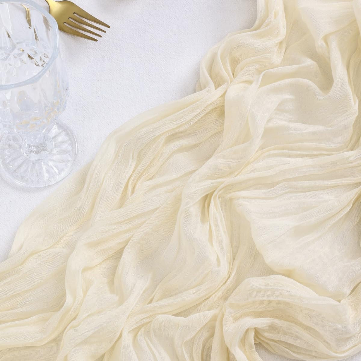 Socomi Fall Thanksgiving Table Runner Cheesecloth Table Runner 120 Inch 10Ft Boho Rustic Gauze Table Runner For Wedding Party Ba