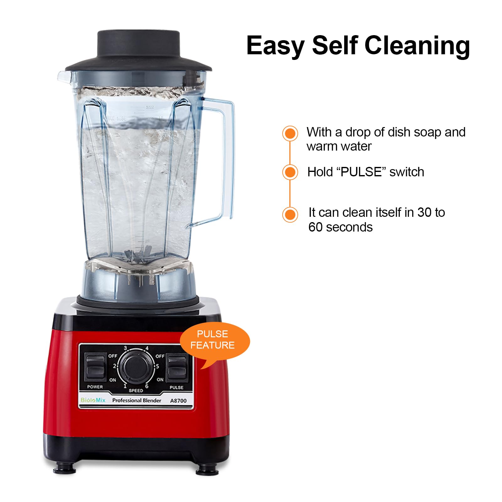 Biolomix Heavy Duty Professional Blender, Peak 2200W Commercial Grade Bar Blender With 70Oz Container For Shakes, Smoothies, Ice