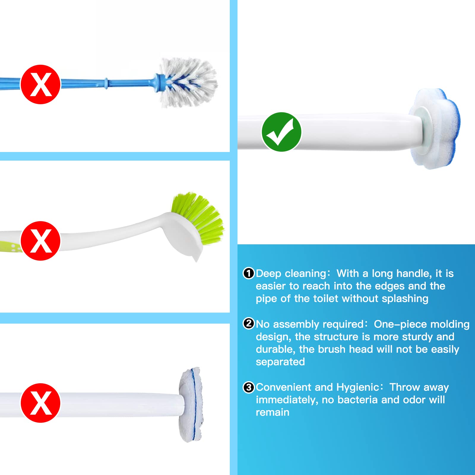 Topo Bear Disposable Bowl Brush With 24 Brush, Bowl Cleaner, Cleaning System Starter Kit(Pack Of 2)