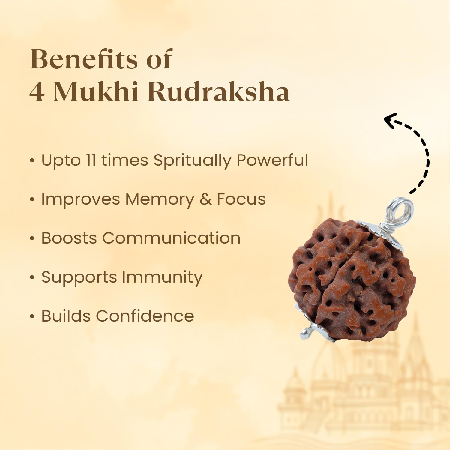 Astrotalk Nepal Origin 4 Mukhi Rudraksha with Silver-Capping | Boost Creativity & Intellectual Growth | Clarity, Confidence & Self-Expression | Sacred Rudraksha Bead for Women & Men