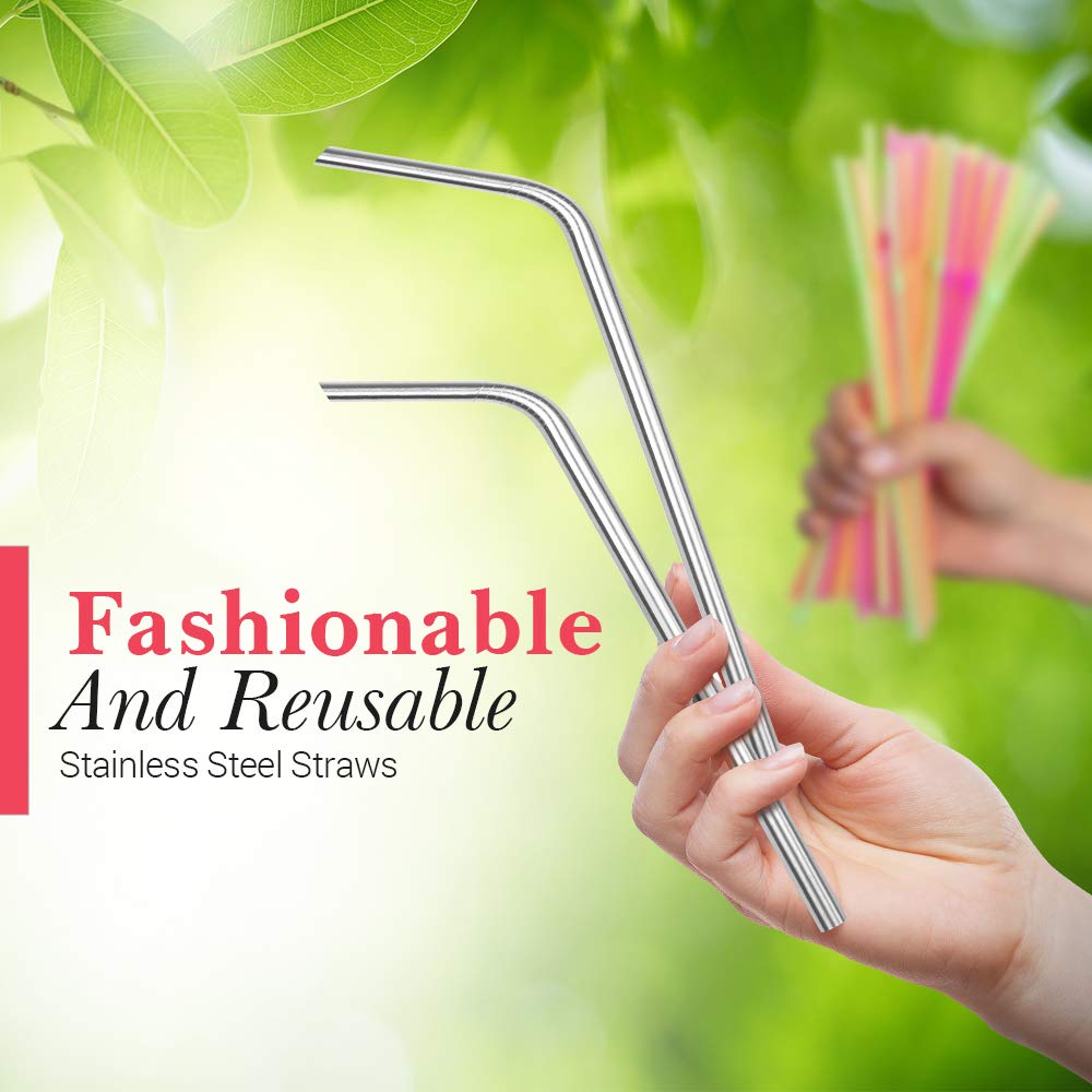 Sipwell 8.5    9.5Mm Bent Wide Stainless Steel Drinking Straws, 4-Pack - Dishwasher Safe & Durable Food Grade Metal Straws - Per