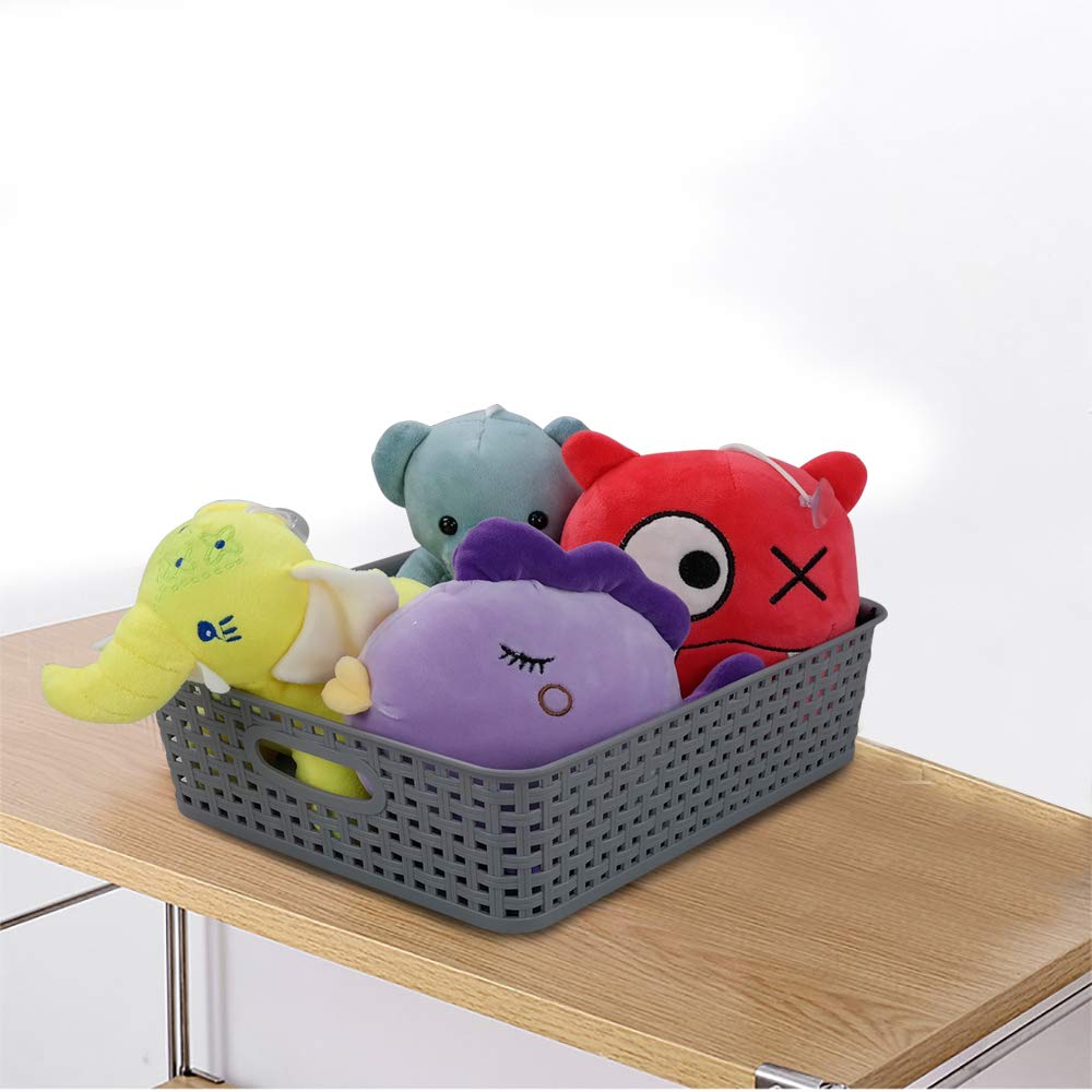 Joyeen Plastic Paper Storage Trays, Office Shallow Basket Set Of 4 Grey