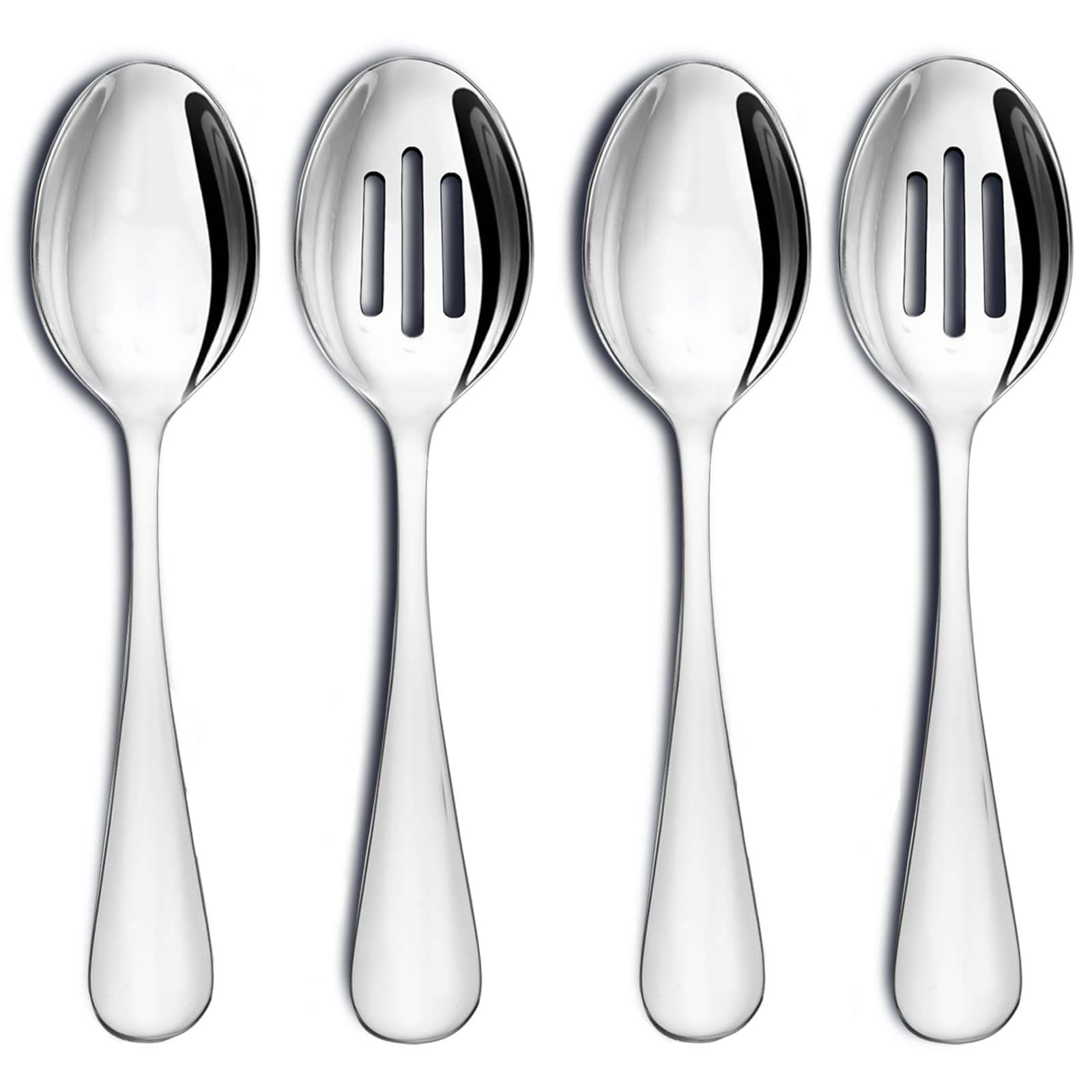 Vivani Serving Spoon Set, 8.5 Inches Serving Spoons Stainless Steel X 2, Slotted Serving Spoons X 2, Serving Utensils Set For Pa