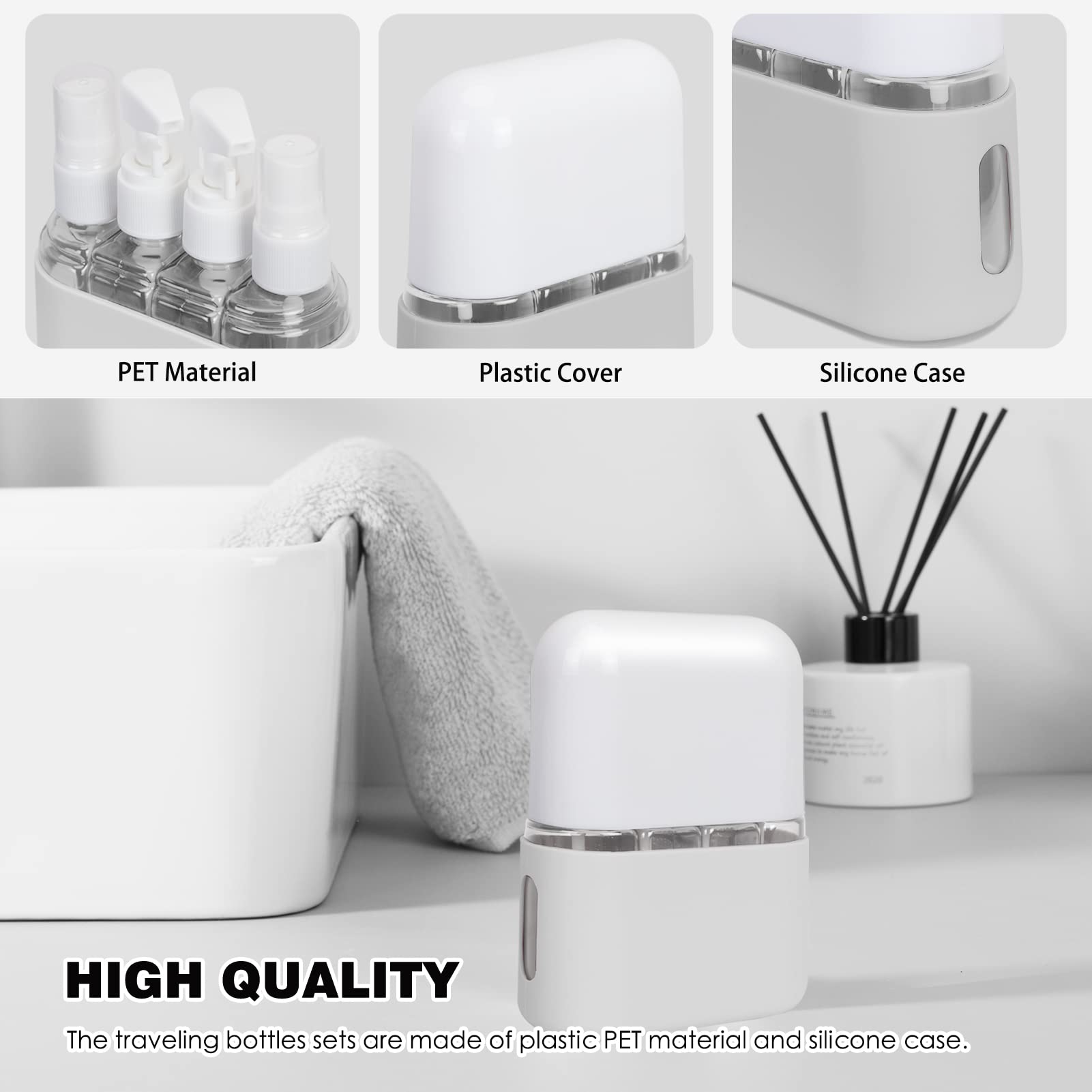 Skycase Travel Bottles, Travel Size Toiletries - Leak Proof Refillable Tsa Approved Travel Bottles, 4 In 1 Travel Containers Wit