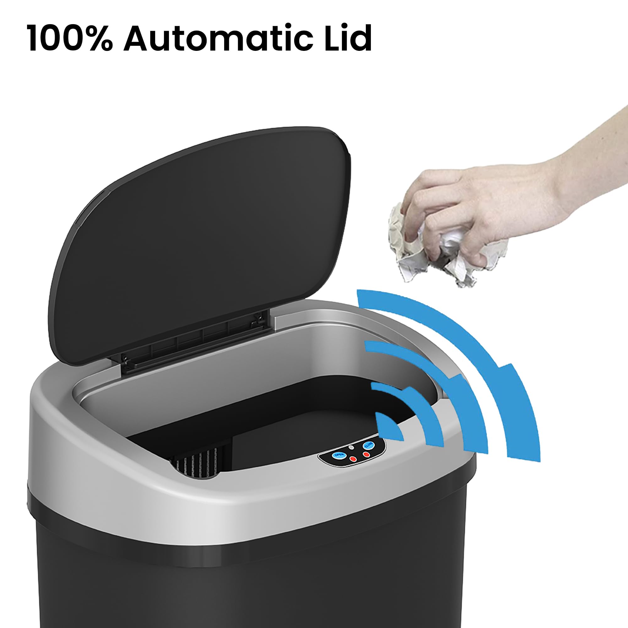 Itouchless 13 Gallon Sensor Kitchen Trash Can With Lid And Odor Filter, Dent-Proof Durable Plastic Garbage Bin Automatic Waste B