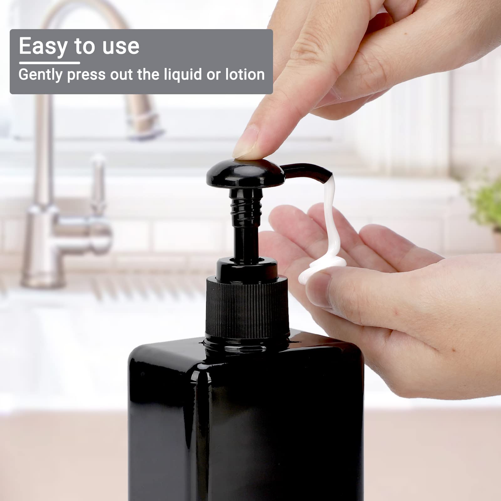 Suream Empty Shampoo Bottles With Pump, 3Pack 9.5Oz/280Ml Refillable Body Wash Dispensers For Shower, Black Plastic Countertop S