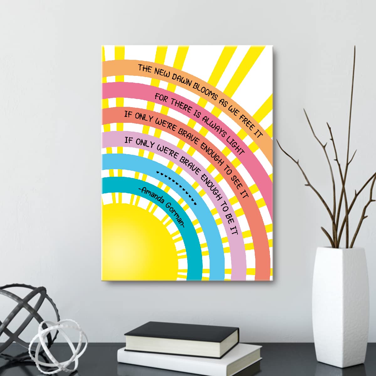 The New Dawn Blooms As We Free It Canvas Wall Art, Sunshine Feminism Motivational Canvas Poster Print For Feminist Teens College
