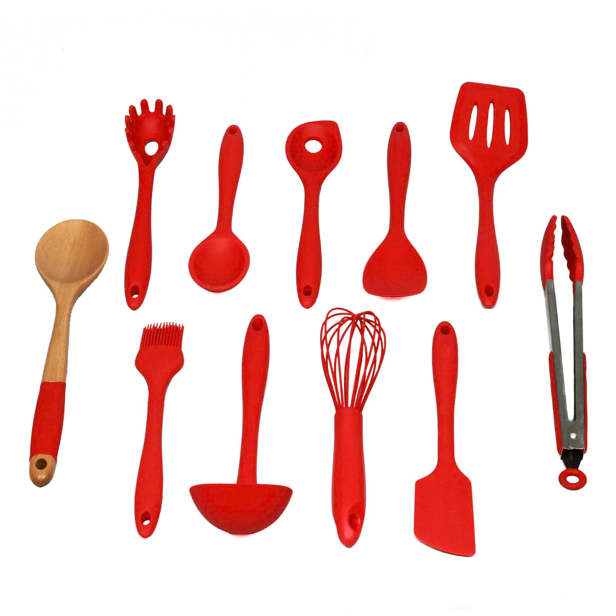 Chef Craft Premium Silicone Kitchen Tool And Utensil Set, 11 Piece Set, Red