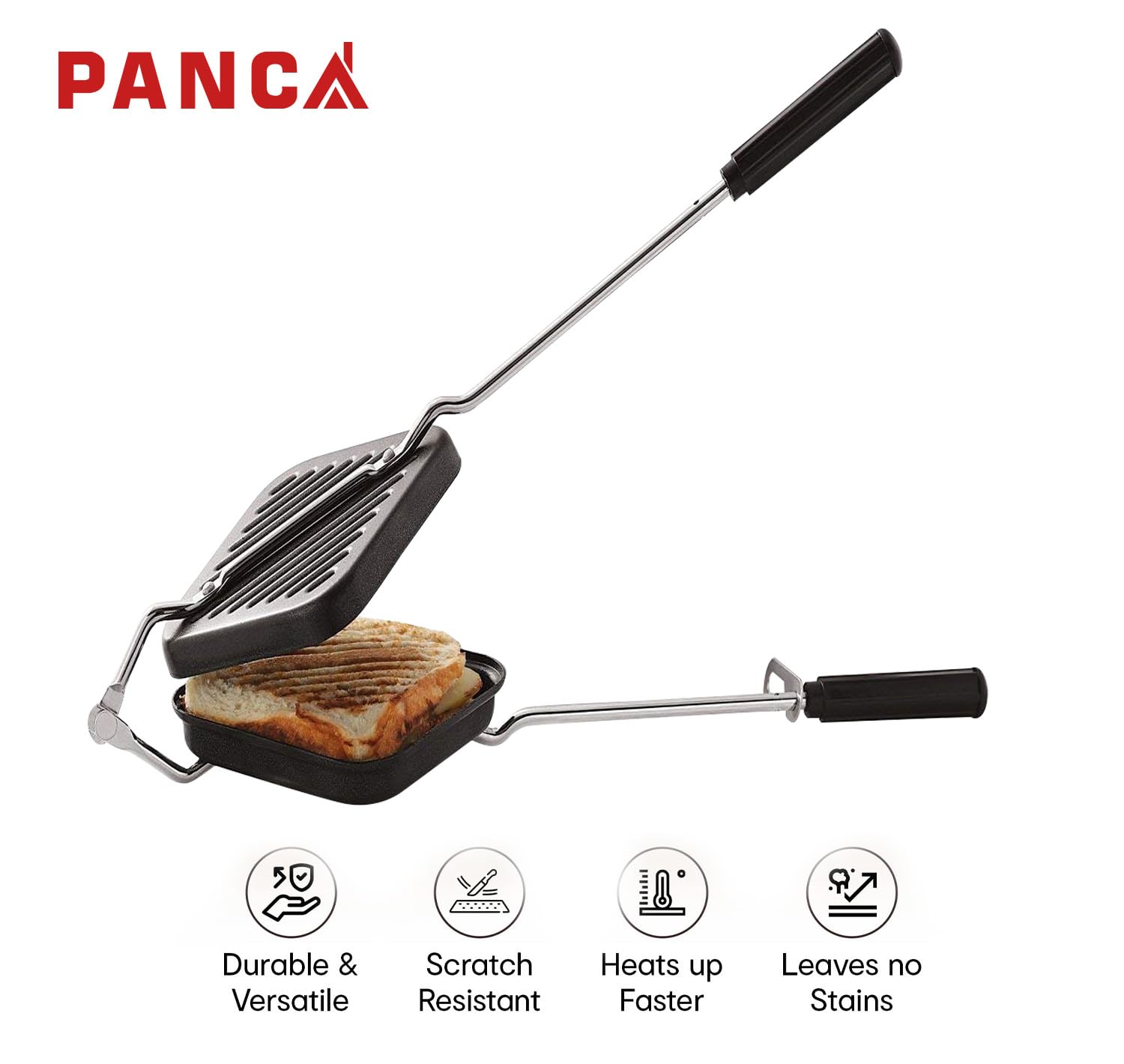 Panca Non-Stick Gas Toaster Sandwich Maker | Regular Grill Sandwich Maker - Black
