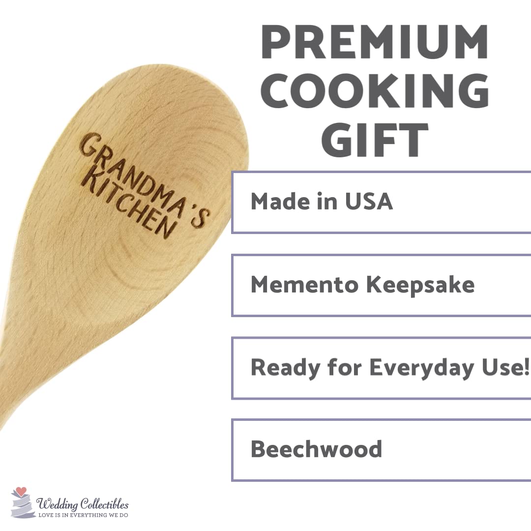 Wedding Collectibles Grandmas Kitchen Wooden Spoon (14    Long) Engraved Serving Kitchen Accessory | Smooth, Natural Beechwood |