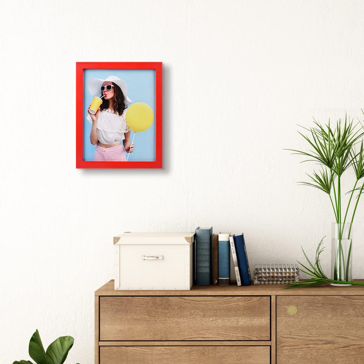 wyooxoo 8x10 Picture Frames Set of 2 Made Of Solid Wood Red Photo Frames Colorful Frame with HD Plexiglass For Tabletop Display