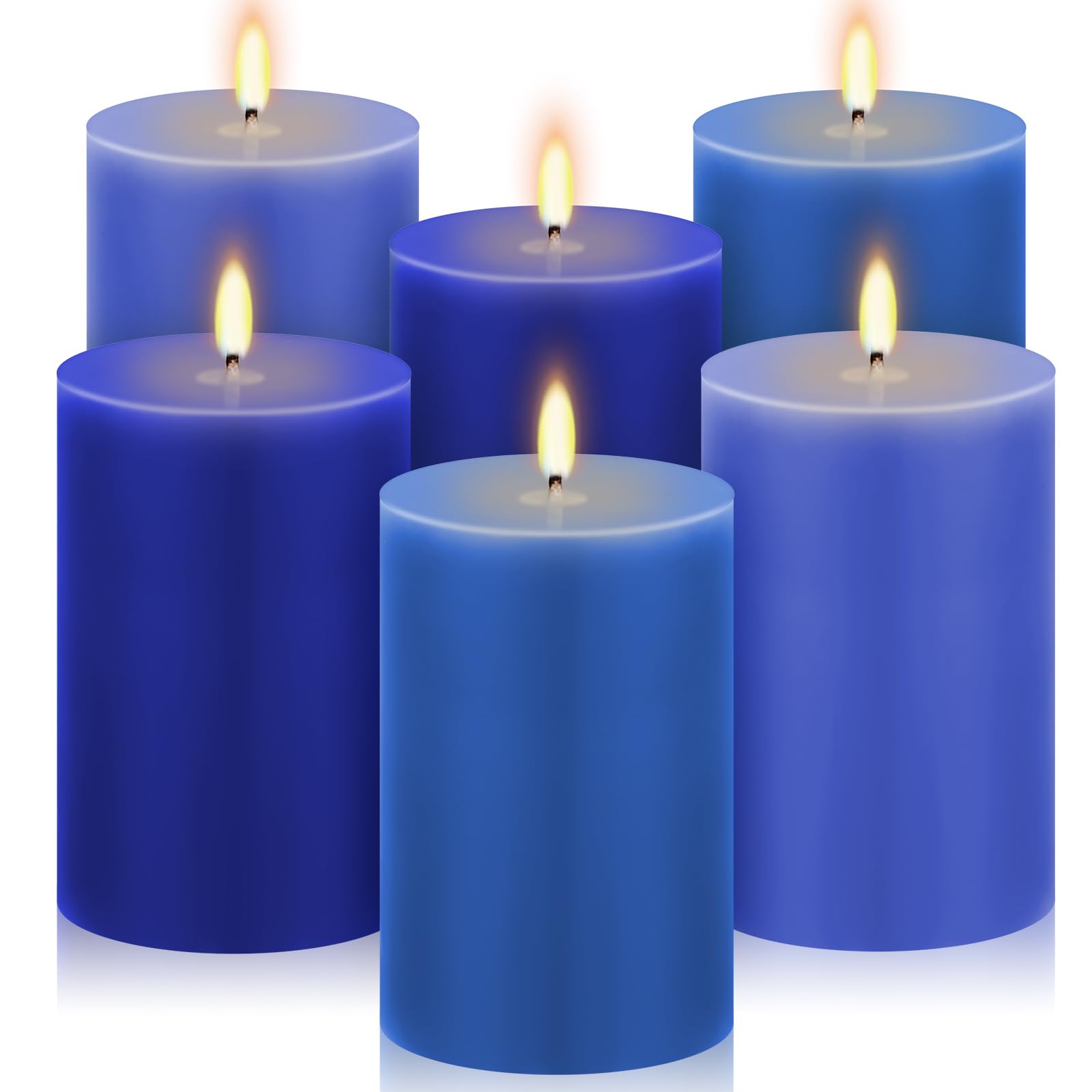 Conelist Set of 6 Gradient Navy Blue Small Pillar Candles 2 x 3 Inch Unscented Colored Votive Candles for Wedding Thanksgiving A