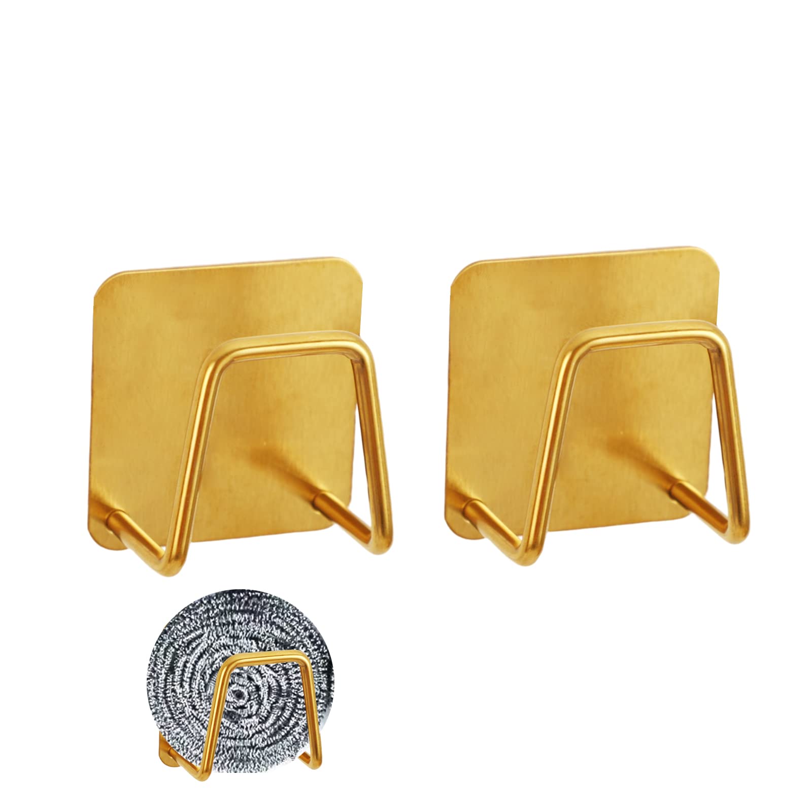 Blueden 2Pcs Adhesive Sponge Holder For Kitchen Sink Essentials,Stainless Steel Dish Sponge Holder For Sink Soap Sponge Holder,R