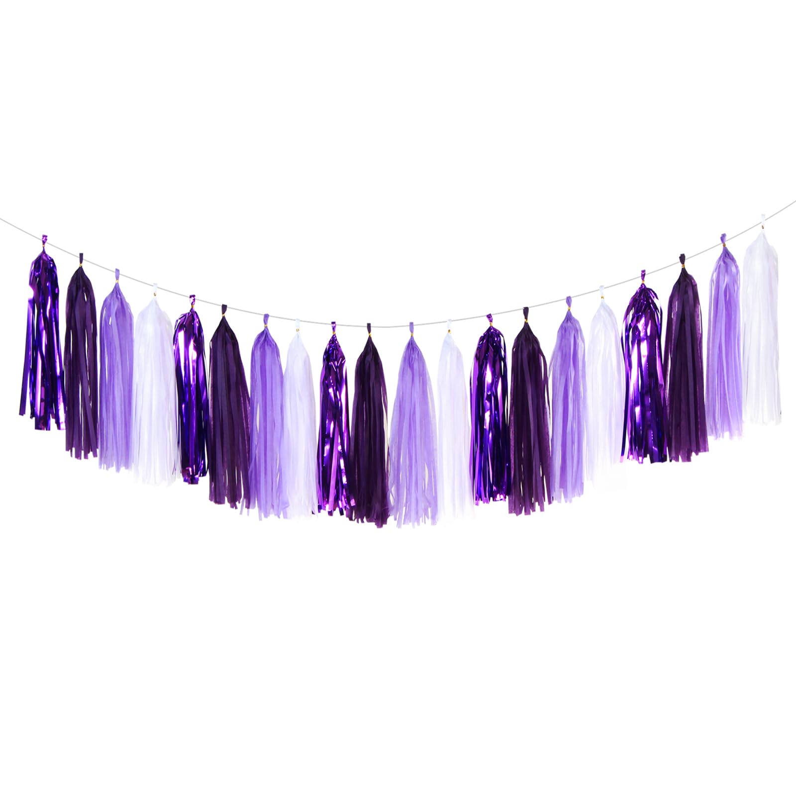 Purple White Lavender Party-Decorations Tassel-Garland - 20Pcs Women Girl Birthday Supplies Tassels, Baby Bridal Shower Wedding