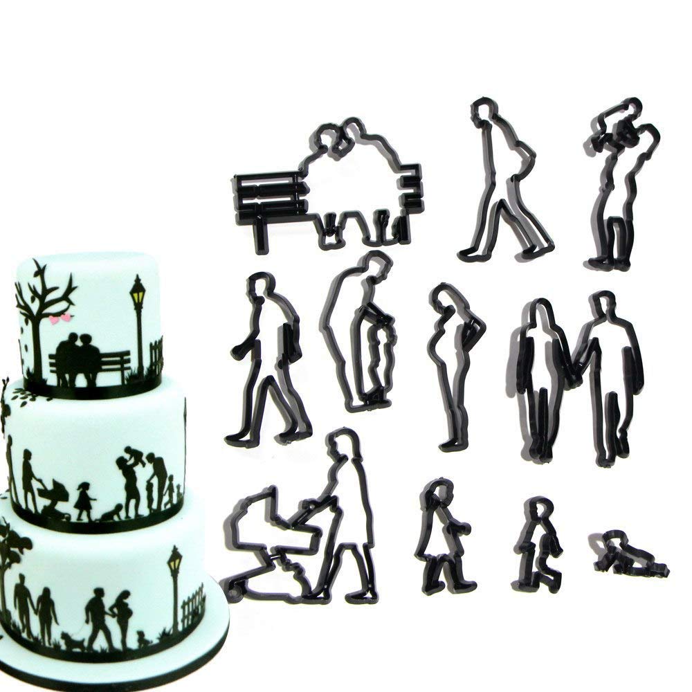 Family Fondant Cutters, Airlxf 11 Pcs Wedding Cookie Cutter Set For Anniversary/Bridal/Engagement Cake Decorating Sugarcraft Cut