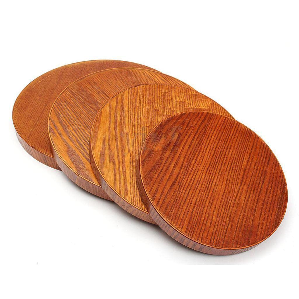 Zoomella 1Pc Vintage Handwork Round Wooden Serving Trays Tableware For Tea Coffee L|Trays|Home & Garden