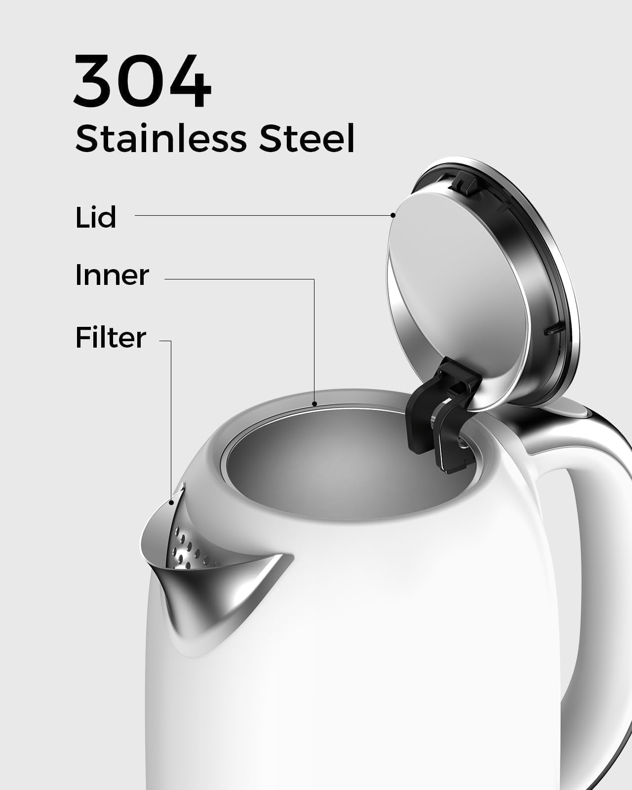 Electric Tea Kettle For Boiling Water With Temperature Control, 5 Presets And Keep Warm Function For Coffee/Tea Brewing, Stainle