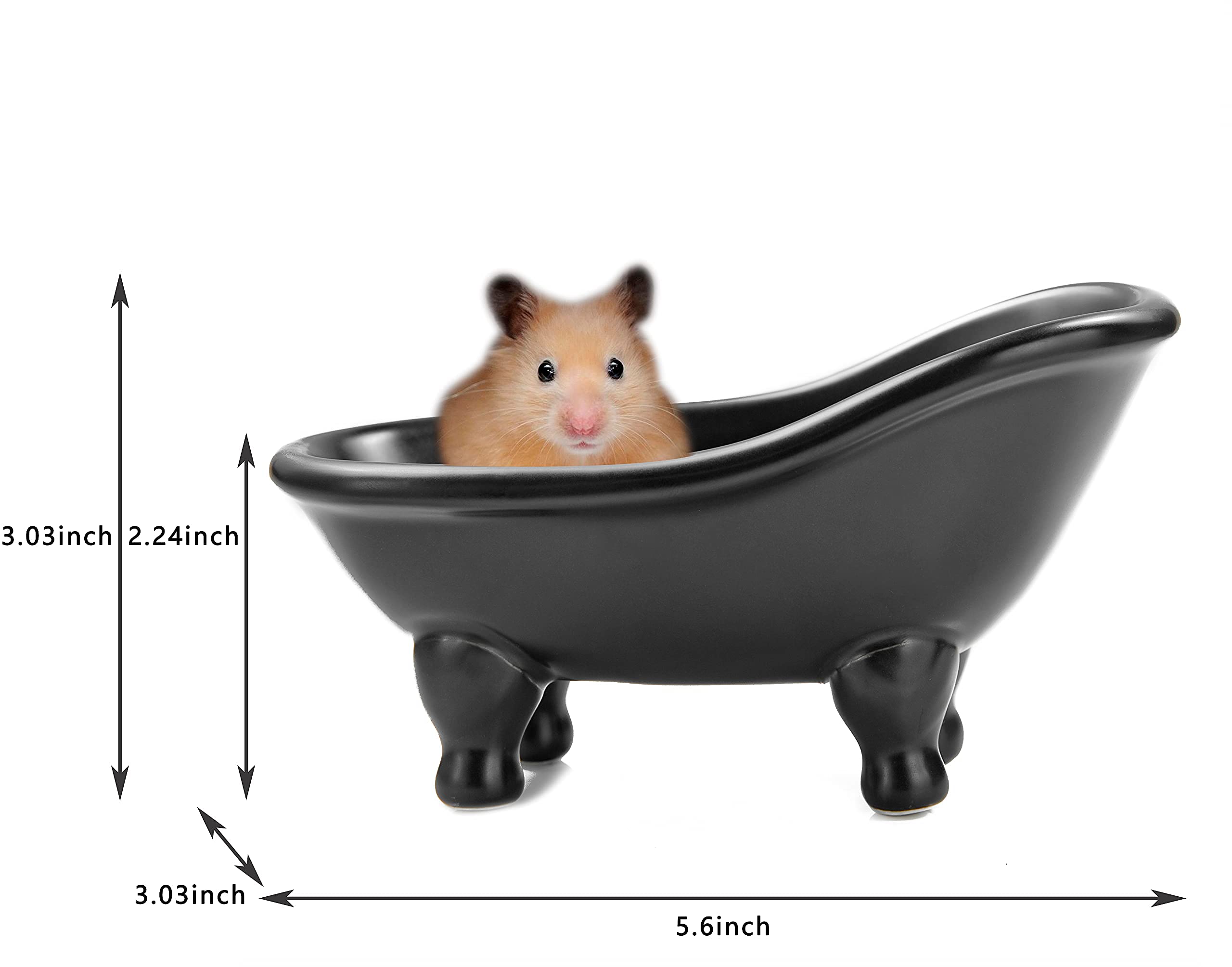 1Piece 5.6'' Black Ceramic Mini Bathtub Soap Dish Small Planter Makeup Organizer Container Hamster Bathtub (Black)