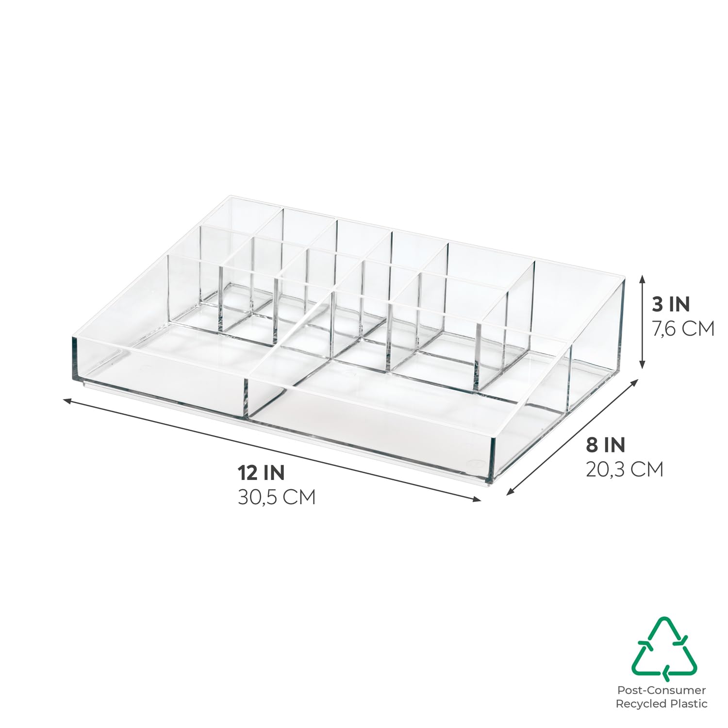 Idesign The Sarah Tanno Collection Plastic Cosmetic Organizer Station, 7-Compartment, Clear