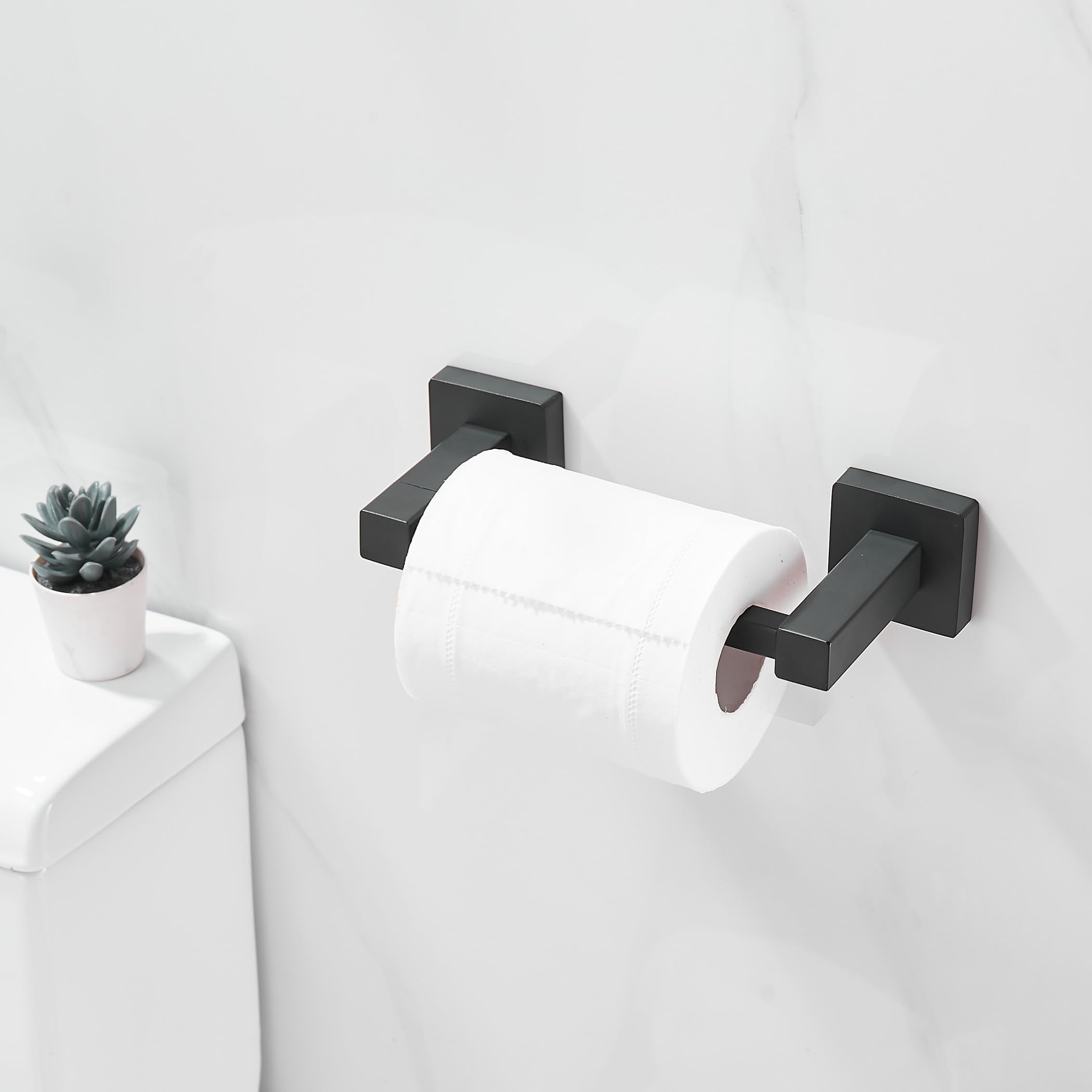 Bigbig Home Black Toilet Paper Holder Towel Ring, Matte Black Toilet Roll Holder Hand Towel Holder, Modern Towel Holder For Bath