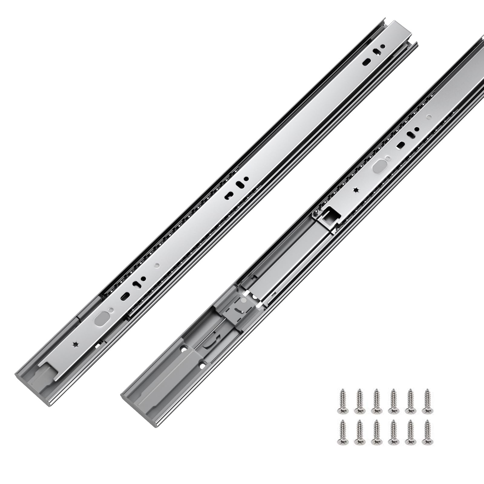 LONTAN 1 Pair Soft Close Drawer Slides 18 Inch 3 Fold Full Extension and Ball Bearing Cabinet Drawer Glides Side Mount Heavy Duty Dresser Rails 100lb Capacity-New Condition