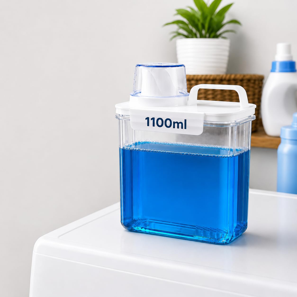 Skywork1100Ml Laundry Detergent Dispenser Clear Washing Powder Container Airtight Storage Jar Liquid Organizer Measuring Cup Han