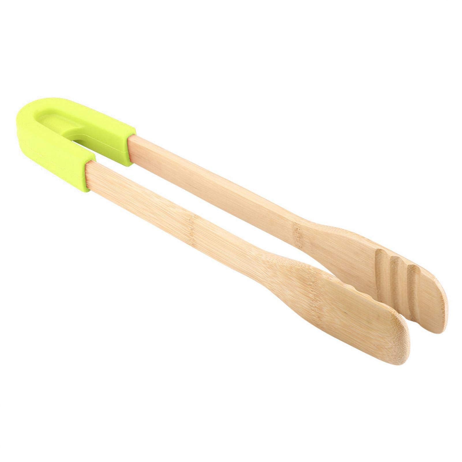 Omabeta Reusable Kitchen Tongs,Barbecue Tongs, Bbq Clip Heat Resistant Wooden With Anti-Slip Silicone Handle Cooking Bbq Serving