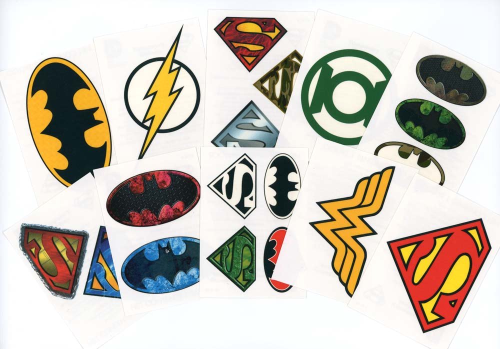 Large DC Comics Logo Temporary Tattoos for Party Favors / Party Activity - 30 Individual Sheets - Featuring Superman  Batman  Wonder Woman  Green Lantern and The Flash