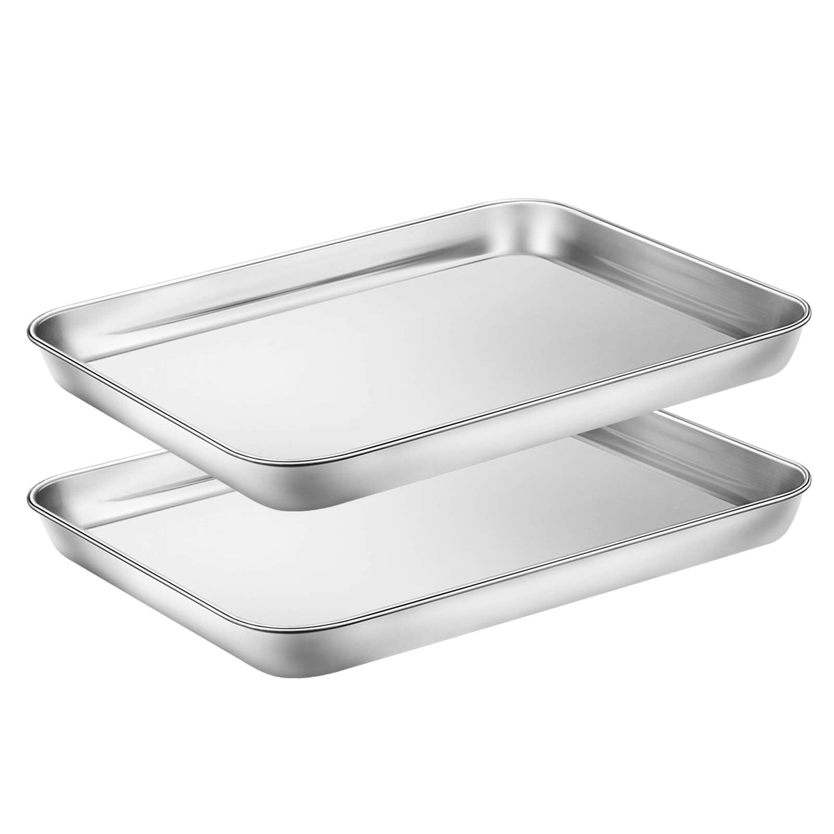 Wildone Baking Sheet Set Of 2 - Stainless Steel Cookie Sheet Baking Pan, Size 10 X 8 X 1 Inch, Non Toxic & Heavy Duty & Mirror F