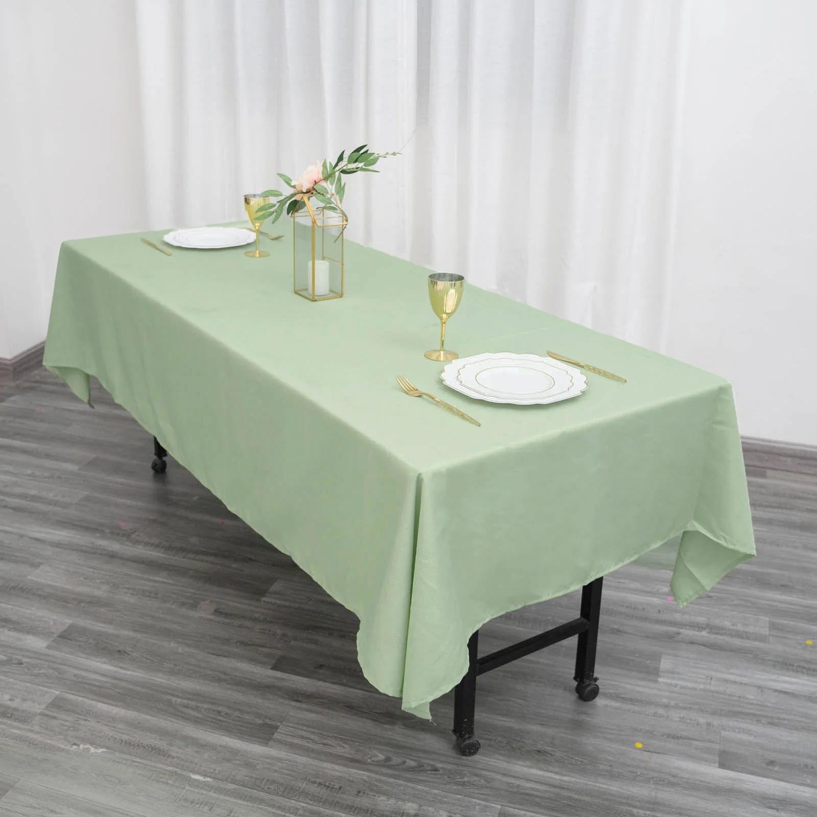 Balsacircle 60X102-Inch Sage Green Rectangle Polyester Tablecloth Table Cover Linens For Wedding Party Events Kitchen Dining