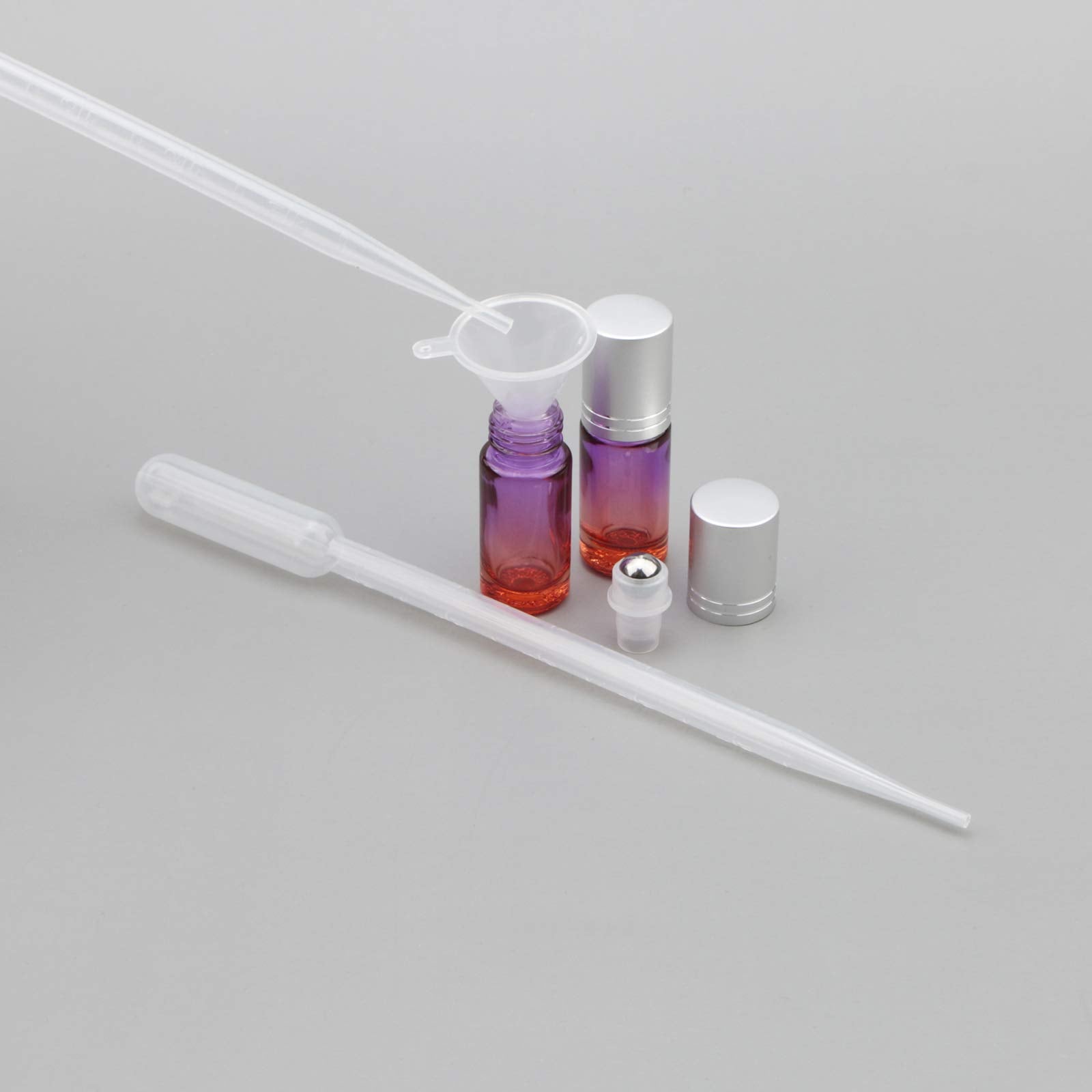 Jiuwu 10 Pack 5Ml Essential Oil Roller Bottles Purple-Orange Gradient Roller Bottles With Stainless Steel Roller Balls And Silve