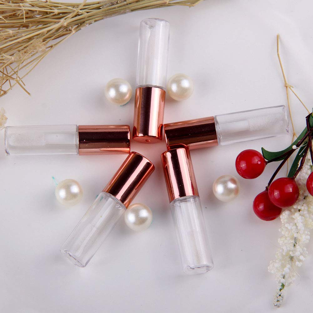 12Pcs 1.2Ml Rose Gold Lid Mini Clear Empty Refillable Lip Gloss Tubes With Internal Lip Brush Lip Balm Oil Containers Lipstick S