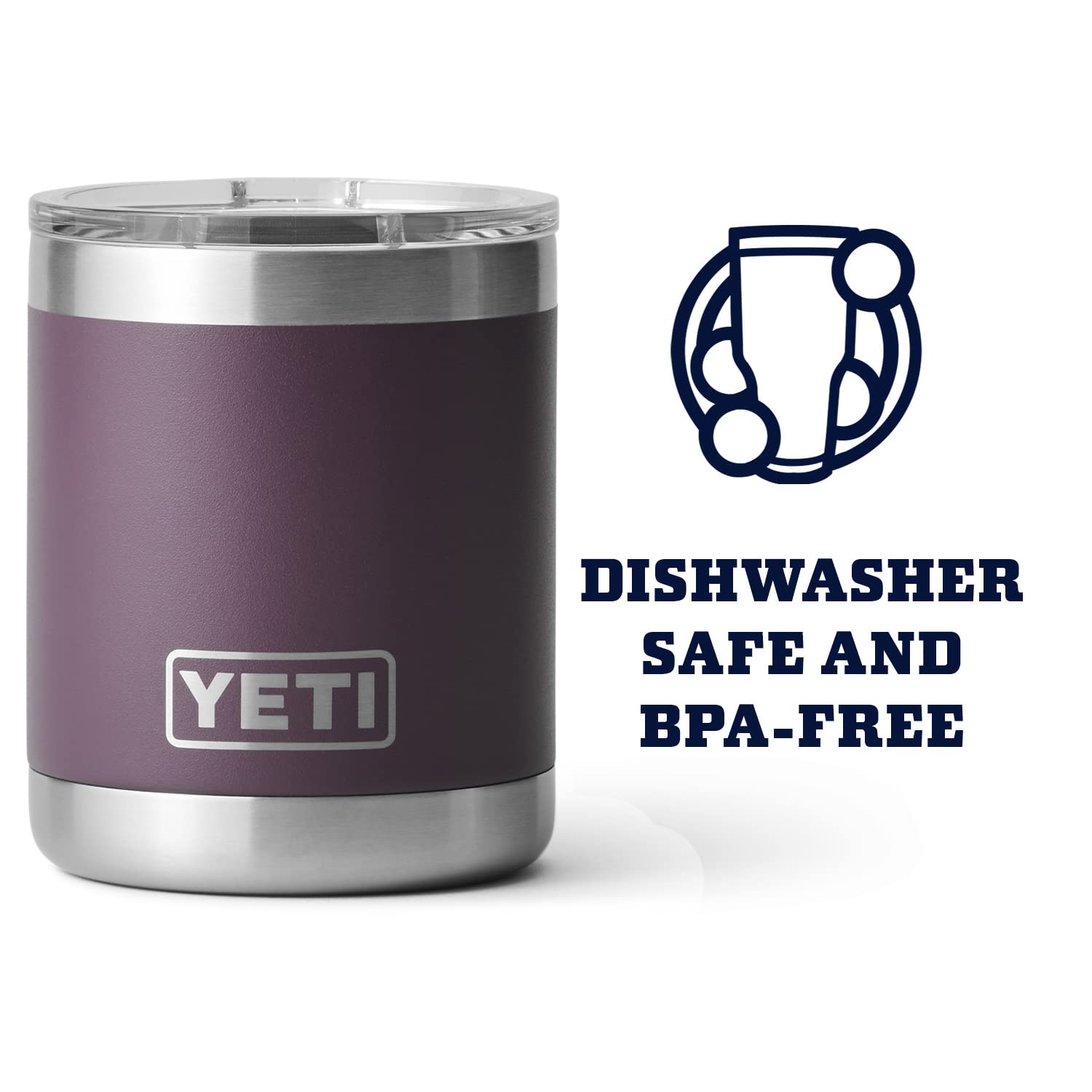 Yeti Rambler 10 Oz Lowball, Vacuum Insulated, Stainless Steel With Magslider Lid, Nordic Purple