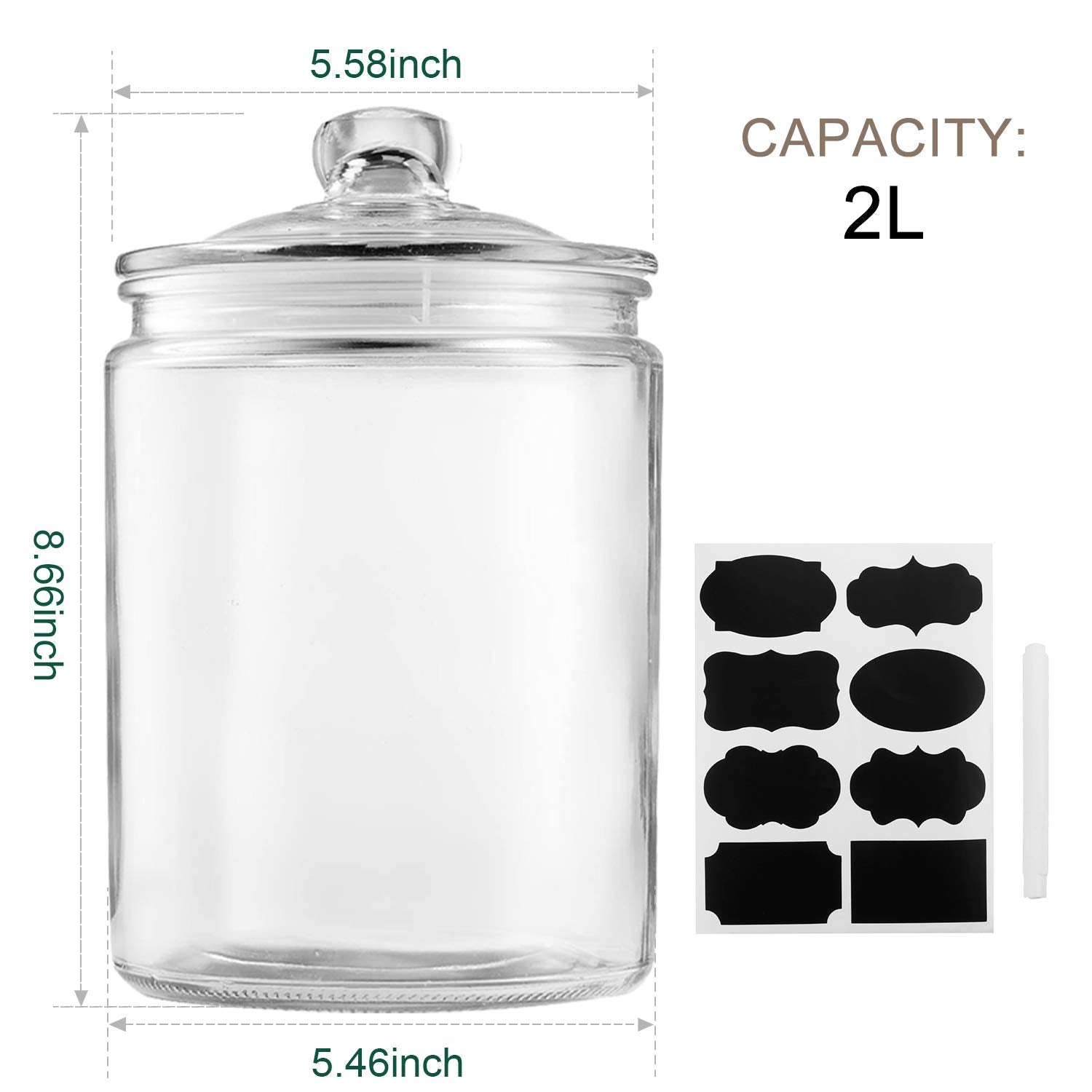 Glass Jars 64 Oz,Candy Jar With Lid For Household,Food Grade Clear Jars (3 Pack)