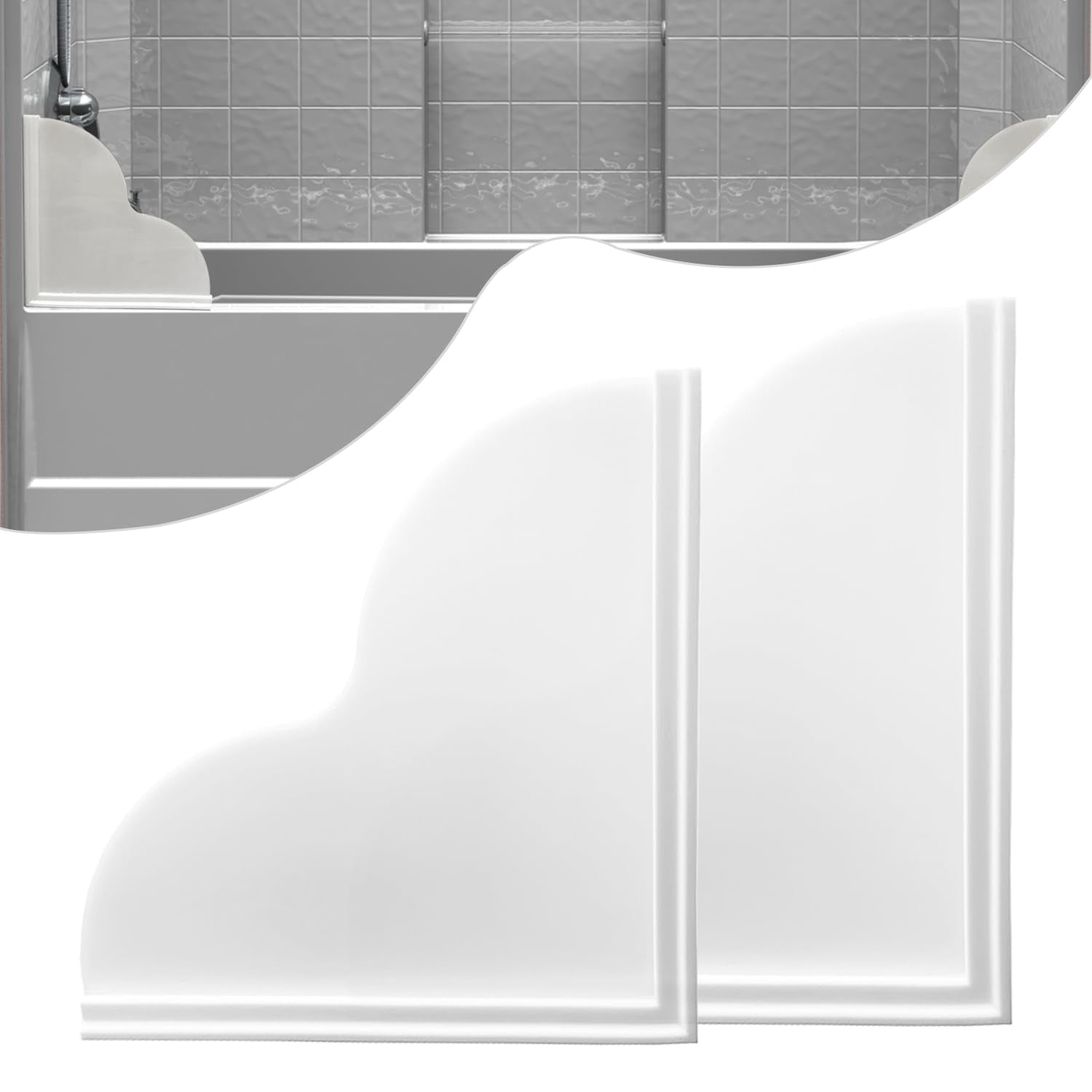 Failun Shower Splash Guard, 2Pcs Tub Water Splash Guard With Self-Adhesive Splash Guard For Bathtub Corner To Keep Water In Show