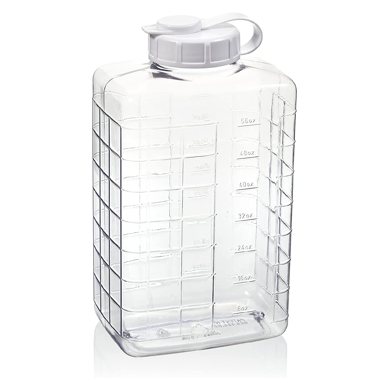 Arrow Home Products 2 Qt Bottle w/Cap for Cold Drinks  Clear View Plastic Refrigerator Bottle w/EasyPour Spout & Graduated Mar