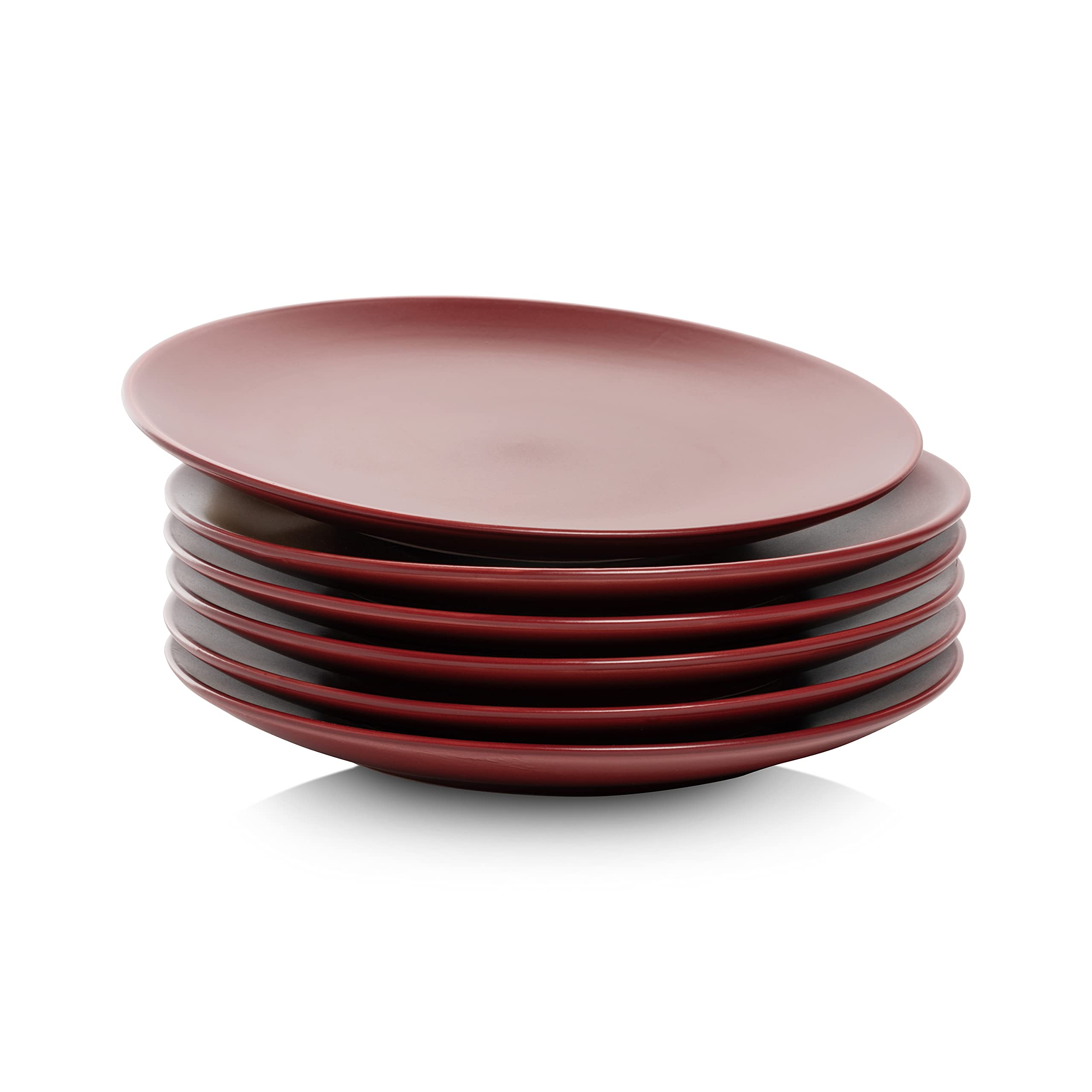 10 Strawberry Street Wazee Matte 8.25 '' Coupe Salad Plate, Set Of 6, Red