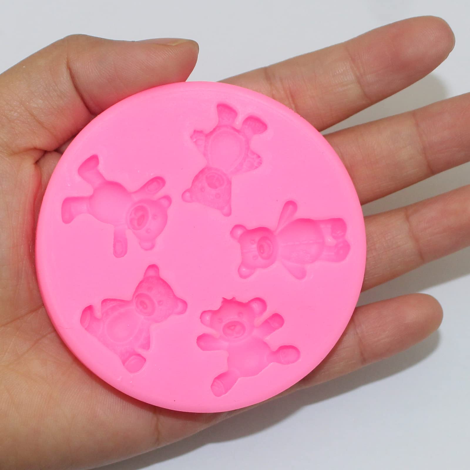 5 Pieces Bear Silicone Mold Valentines Day Fondant Mold Cute Bear Chocolate Fondant Mold For Chocolate Candy Gum Paste Crafting