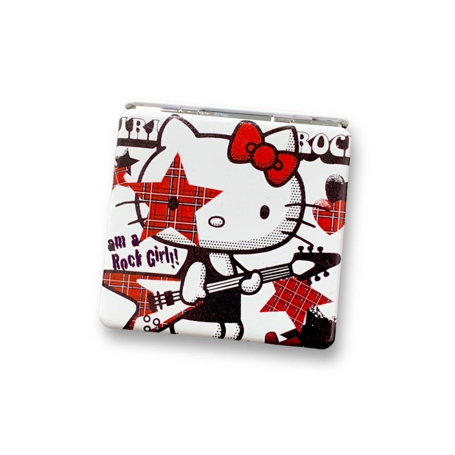 KOZUKI Kitty Compact Mirror - Pink, 2.6L x 2.7W, Portable, Double Sided, Modern Cat Theme, Makeup, Grooming