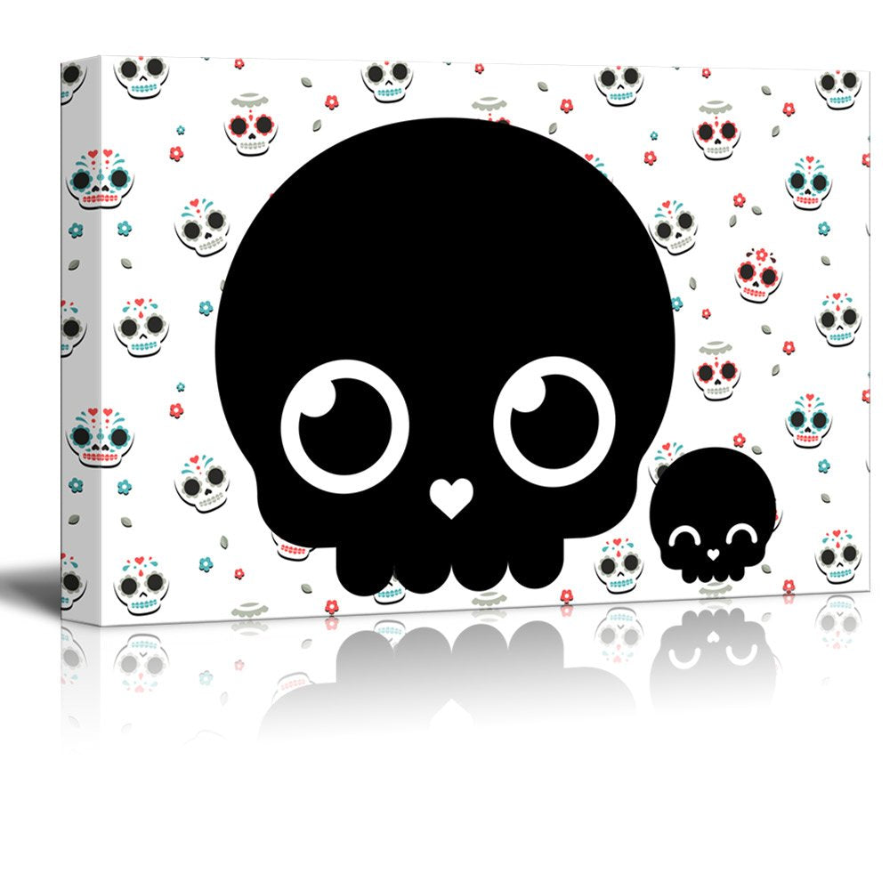 Wall26 - Canvas Print Wall Art - Day Of The Dead (Dia De Los Muertos) Themed Black Skeleton Skulls - Gallery Wrap Modern Home Ar