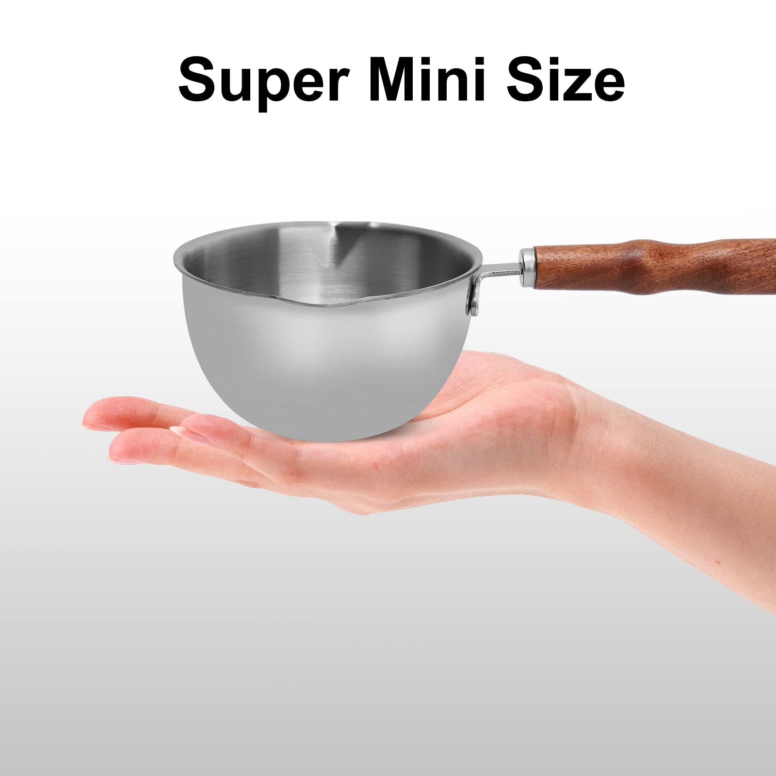 300Ml Stainless Steel Boiler Pot With Heat Resistant Wood Handle, Melting Pot Universal For Melting Chocolate, Butter, Cheese, C