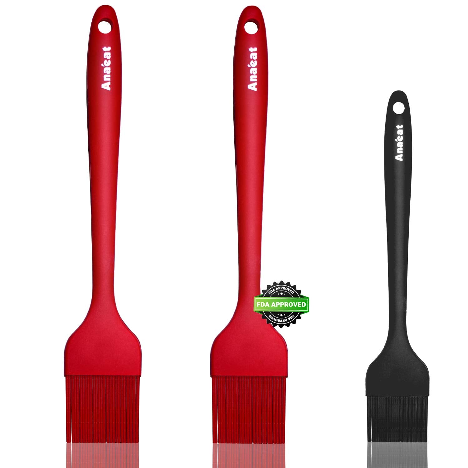 Anaeat High Heat Resistant Silicone Basting Pastry Brush Set Of 3- Hygienic One Piece Design Spread Oil Butter For Bbq Grill Bar