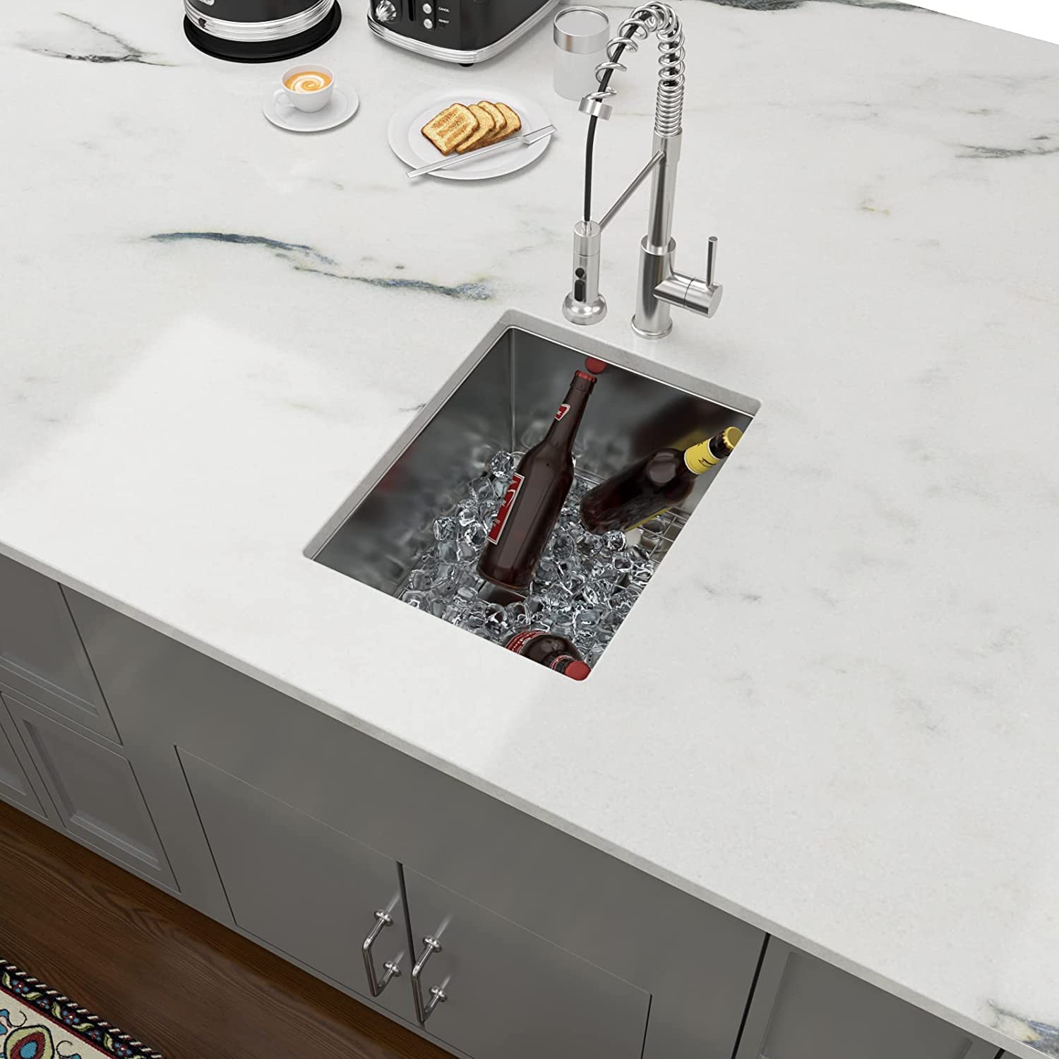 15 Bar Sink Undermount - Lordear 15X17 Inch Stainless Steel Undermount Sink Bar Prep Sink 16 Gauge R10 Round Corner Deep Single