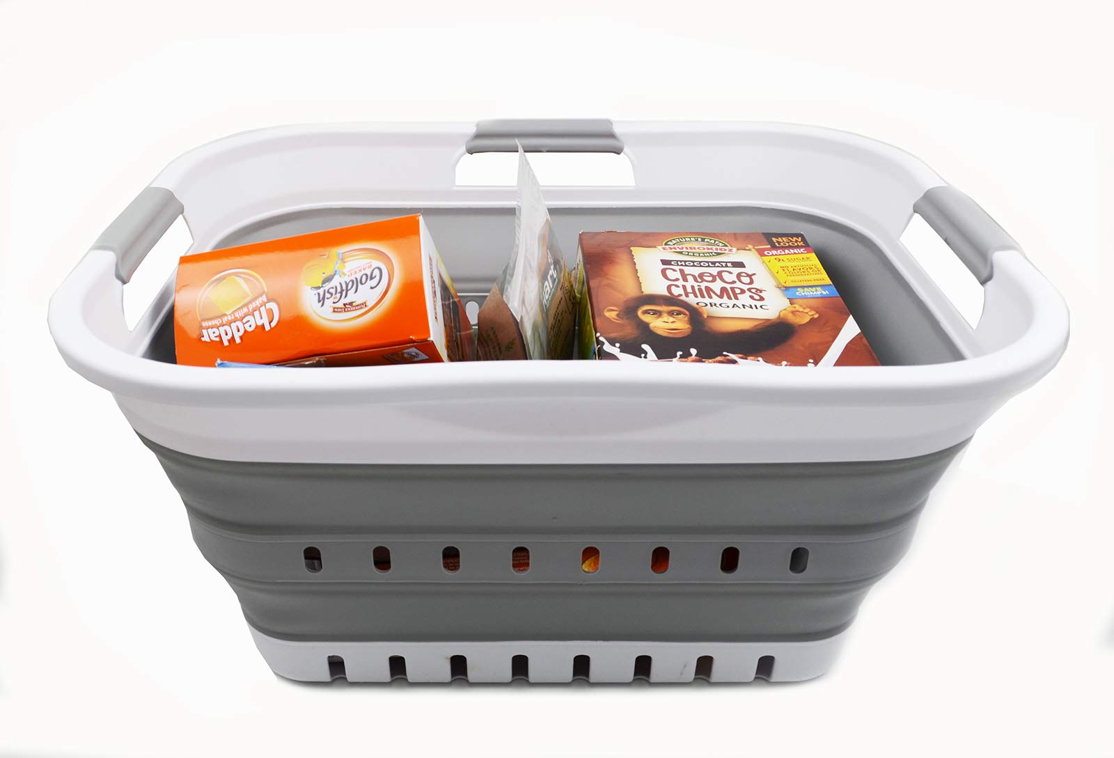 Sammart 30L (8 Gallon) Collapsible 3 Handled Plastic Laundry Basket - Foldable Pop Up Storage Container/Organizer - Space Saving