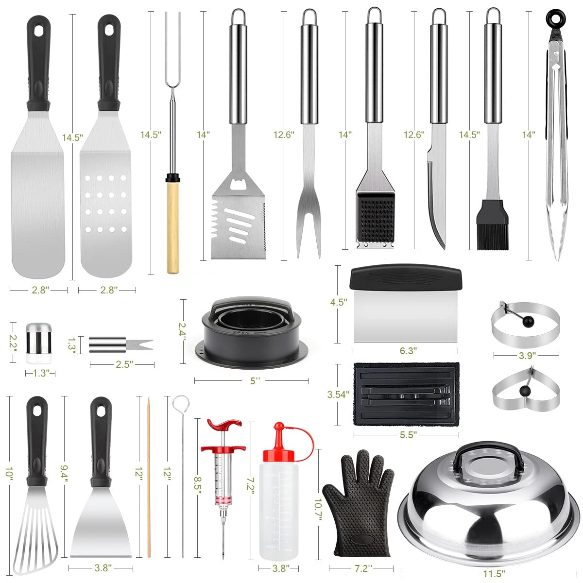 Griddle Accessories Kit  144 Pcs Griddle Grill Tools Set for Blackstone and Camp Chef  Professional Grill BBQ Spatula Set with Basting Cover  Spatula  Scraper  Bottle  Tongs  Egg Ring (Rectangular)