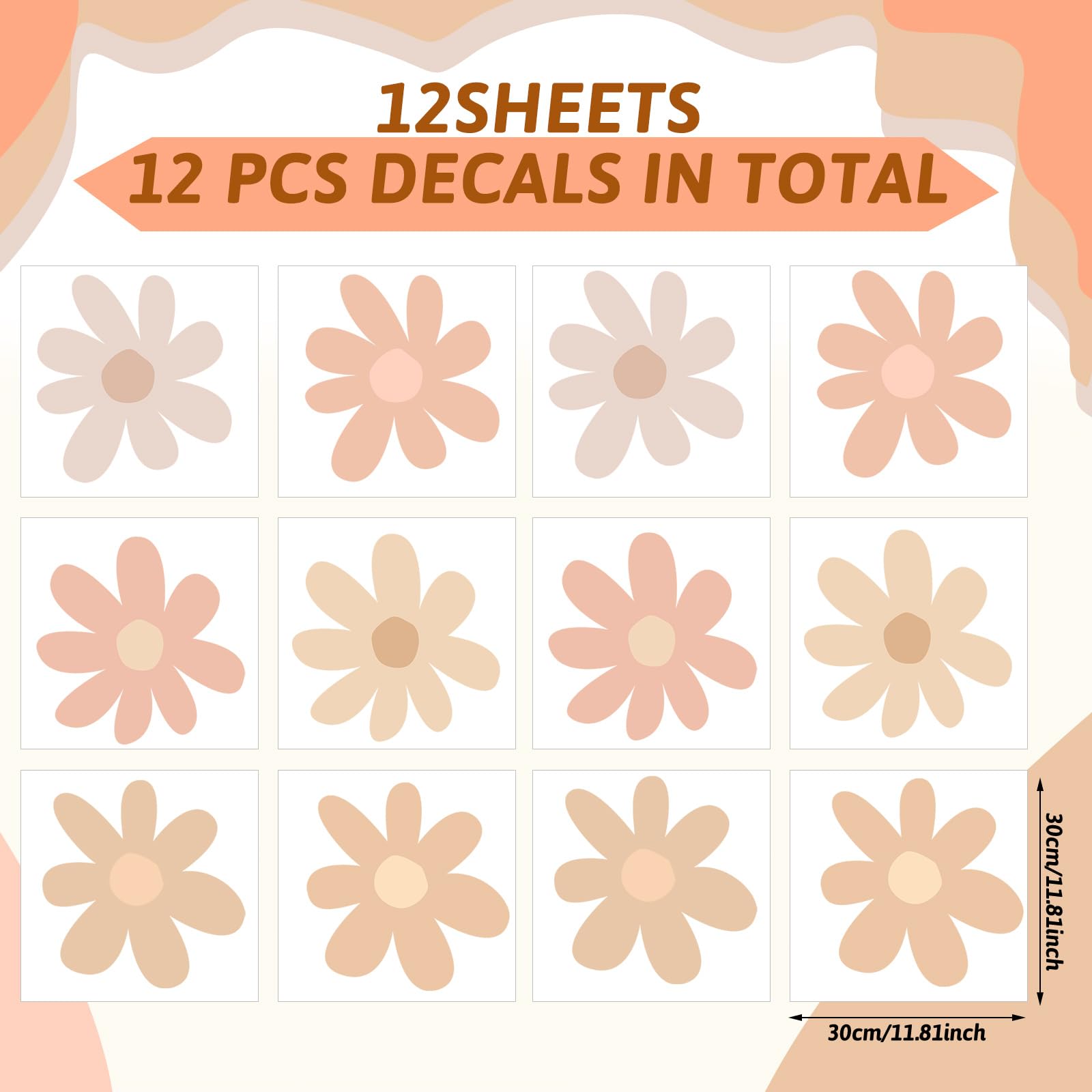 12 Sheets Daisy Wall Decals Flower Wall Stickers Large Daisy Wall Stickers Daisy Decals For Wall Peel And Stick For Nursery Bedr