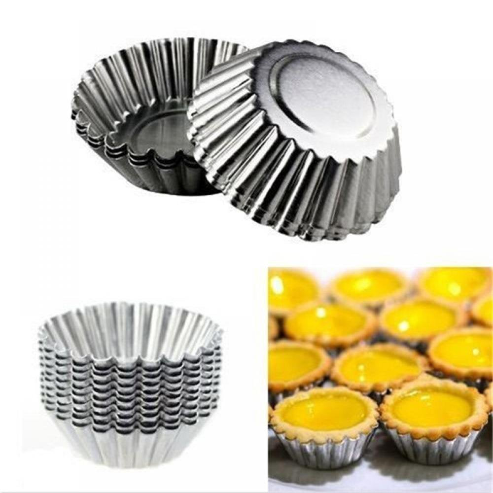 Non-Stick Egg Tart Molds - Reusable Baking Tinplate Round Muffin Cups For Baking(Set Of 20) (Round)