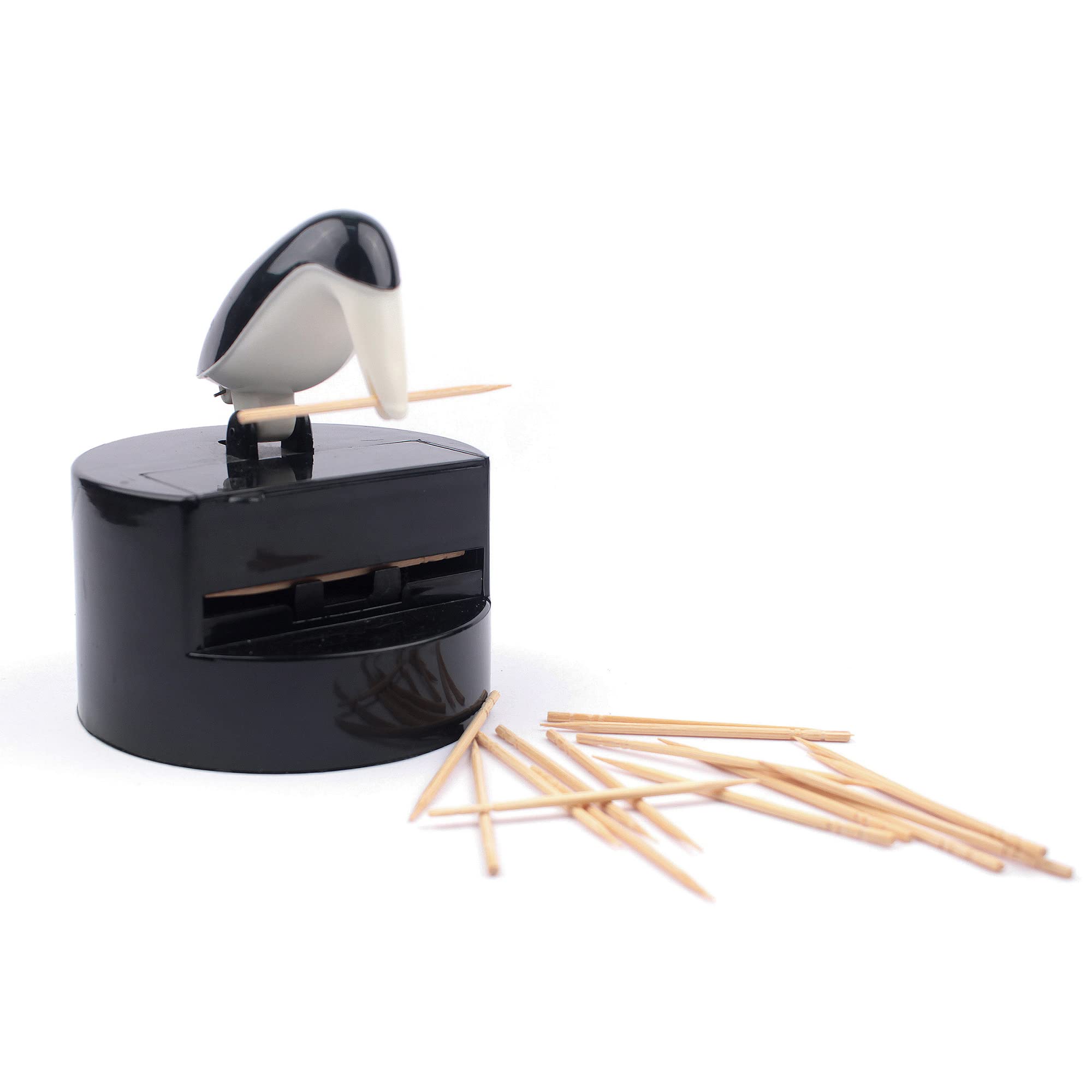 Rsvp International Willie Woodpicker Toothpick Holder, Woodpecker, 100 Count,Plastic, Black & White