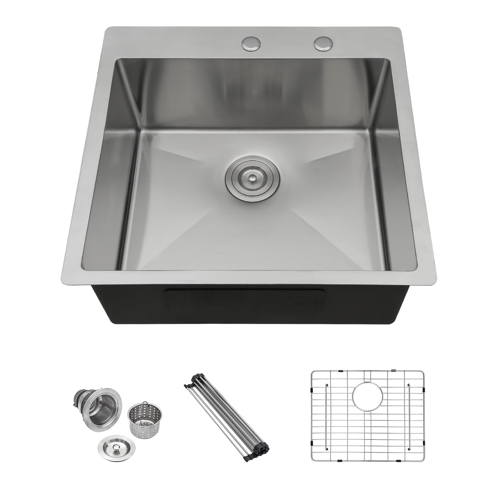 Lordear 21X20X10 Inch Drop In Kitchen Sink Topmount Bar Sink 16 Gauge Single Bowl Stainless Steel Bar Sink Kitchen Sinks Outdoor