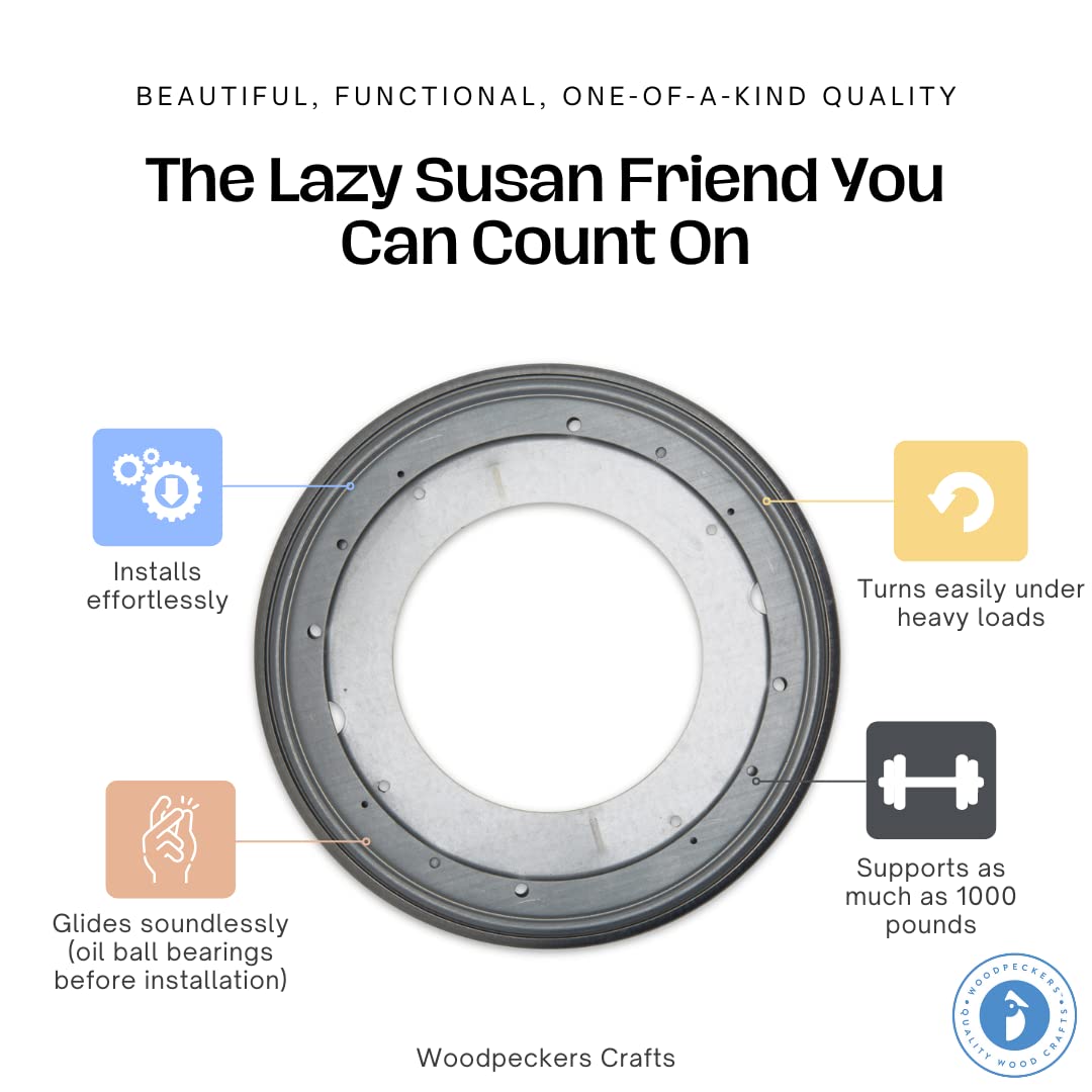 Lazy Susan Hardware, 12 Inch, 1,000 Lbs. Load Capacity, Pack Of 25 Steel Lazy Susan Turntable Ball Bearing, By Woodpeckers
